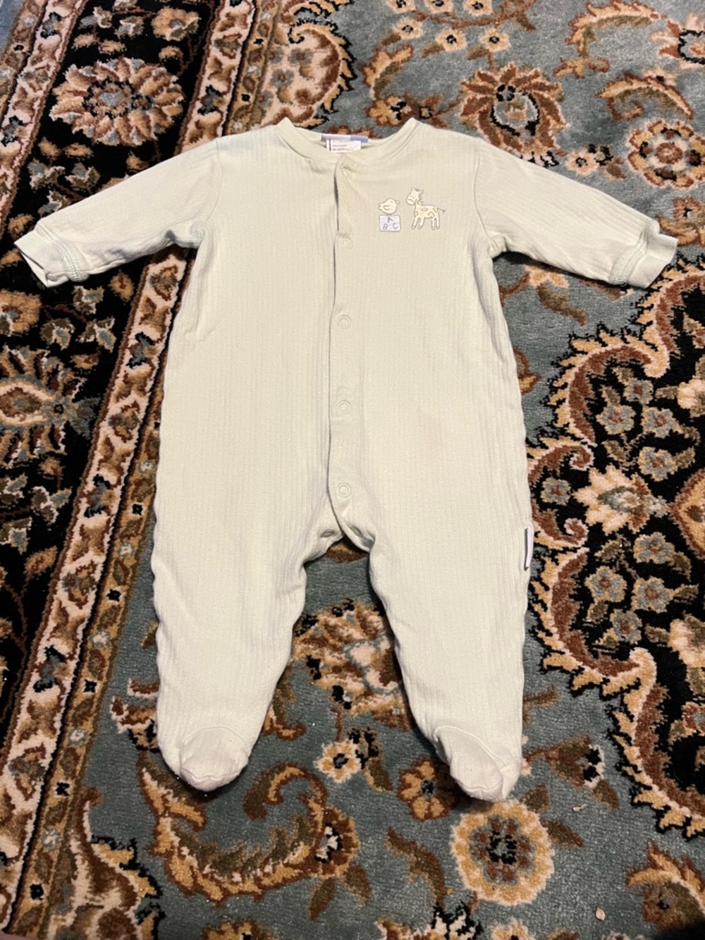 VTG ‘01 Vitamins Baby Light Sage Ribbed Footed One-Piece
